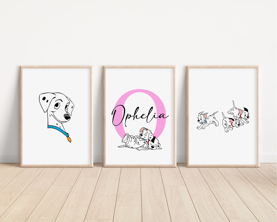 SET OF 3 101 Dalmatians Personalised Print | Pongo Perdita Patch Quote Bedroom Print Kids Children Nursery Bedroom Art Wall Disney Pixar