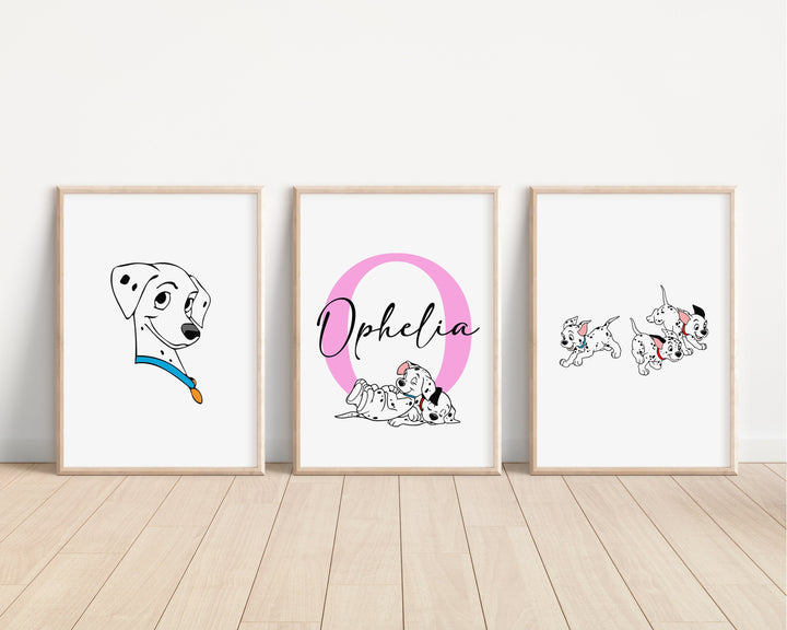 SET OF 3 101 Dalmatians Personalised Print | Pongo Perdita Patch Quote Bedroom Print Kids Children Nursery Bedroom Art Wall Disney Pixar