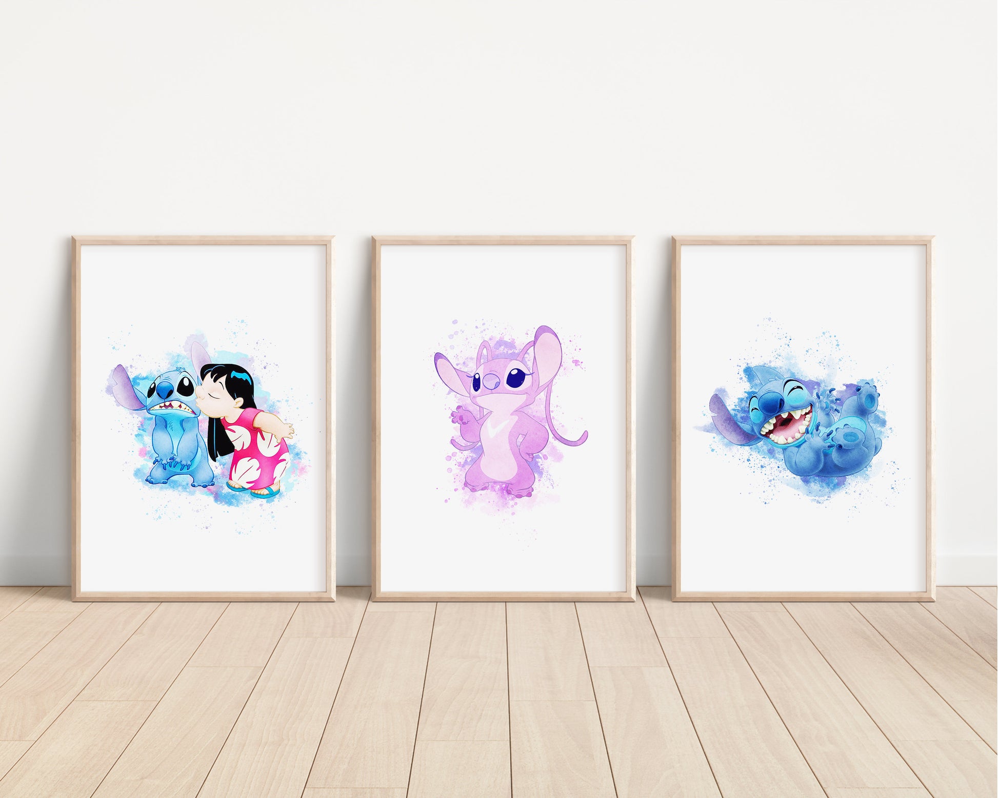 Lilo & Stitch Prints | Watercolour Angel Stitch Alien Hawaii Ohana Bedroom Kids Children Newborn Baby Nursery Bedroom Art Wall Disney Pixar