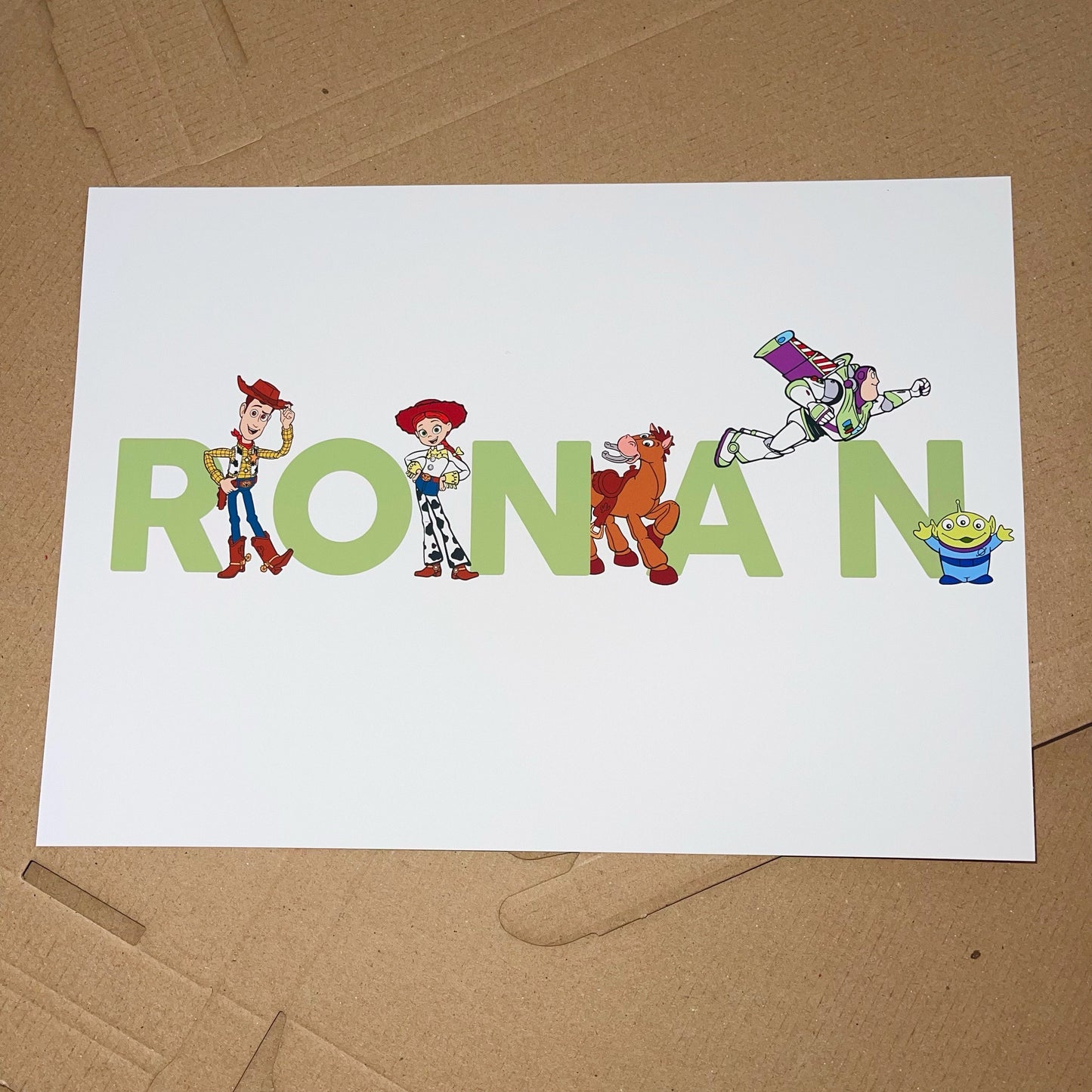 Toy Story Personalised Print |Woody Buzz Lightyear Jessie Bullseye Alien Bedroom Kids Children Nursery Bedroom Art Wall Disney Pixar