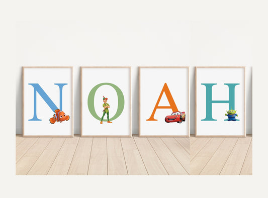 Disney Personalised Print | Simba Nala Stitch Baloo Dumbo Sully Peter Pan Bambi Bedroom Kids Children Nursery Bedroom Art Wall Disney Pixar