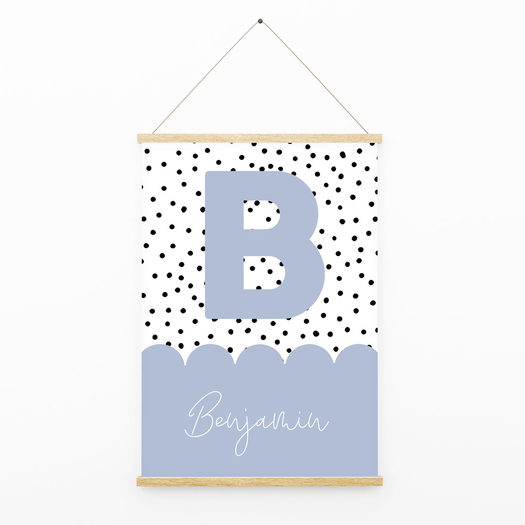 Personalised Polka Dot Name Print | Scandi Scalloped Children’s Nursery Wall Art Decor Educational Kids Newborn bedroom poster