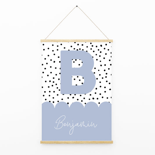 Personalised Polka Dot Name Print | Scandi Scalloped Children’s Nursery Wall Art Decor Educational Kids Newborn bedroom poster