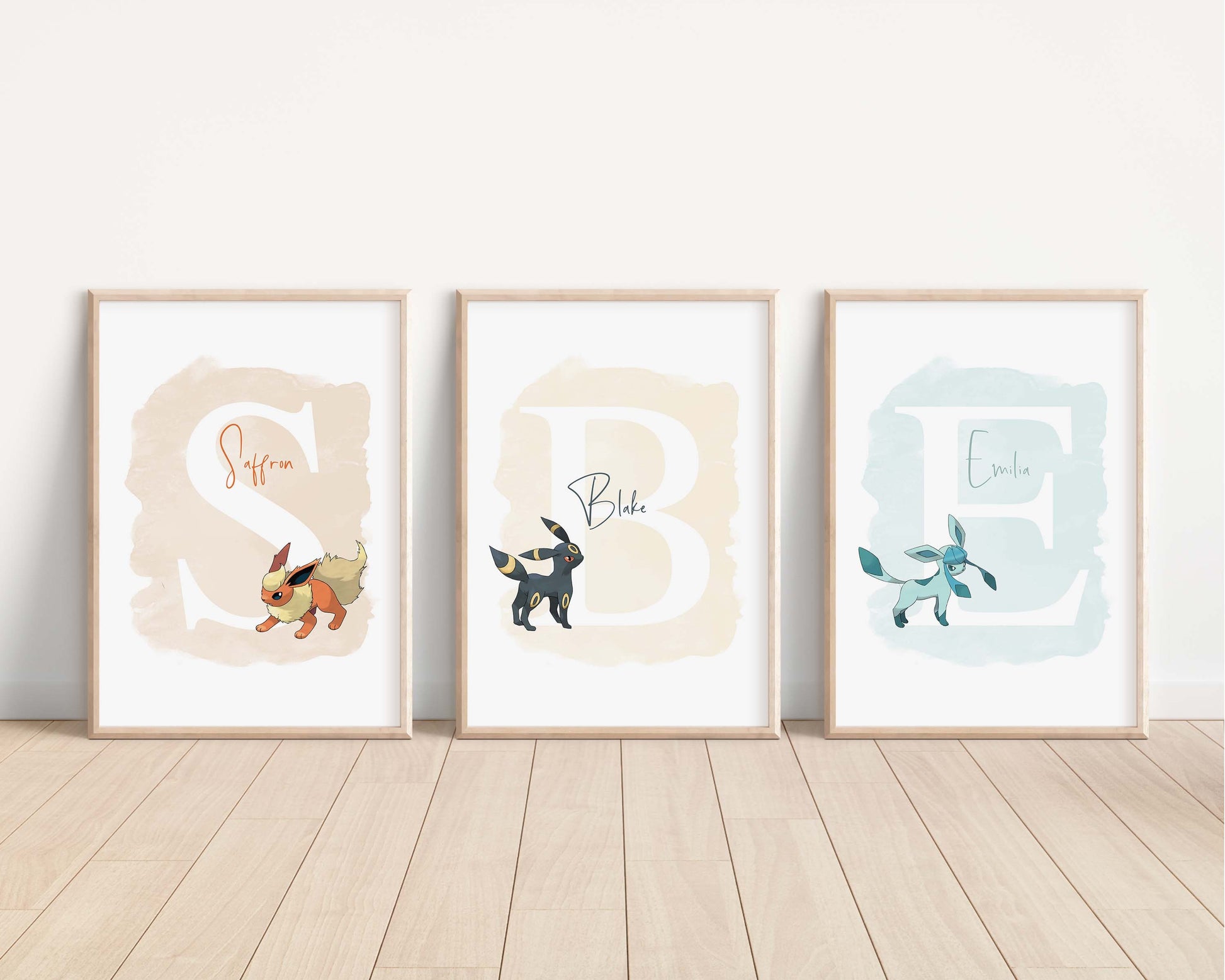 Personalised Eevee Print |Vaporeon Glaceon Leafeon Umbreon Jolteon Espeon Flareon Sylveon Bedroom Kids Children Nursery Bedroom Art Wall