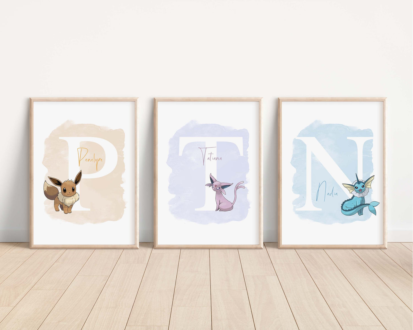 Personalised Eevee Print |Vaporeon Glaceon Leafeon Umbreon Jolteon Espeon Flareon Sylveon Bedroom Kids Children Nursery Bedroom Art Wall
