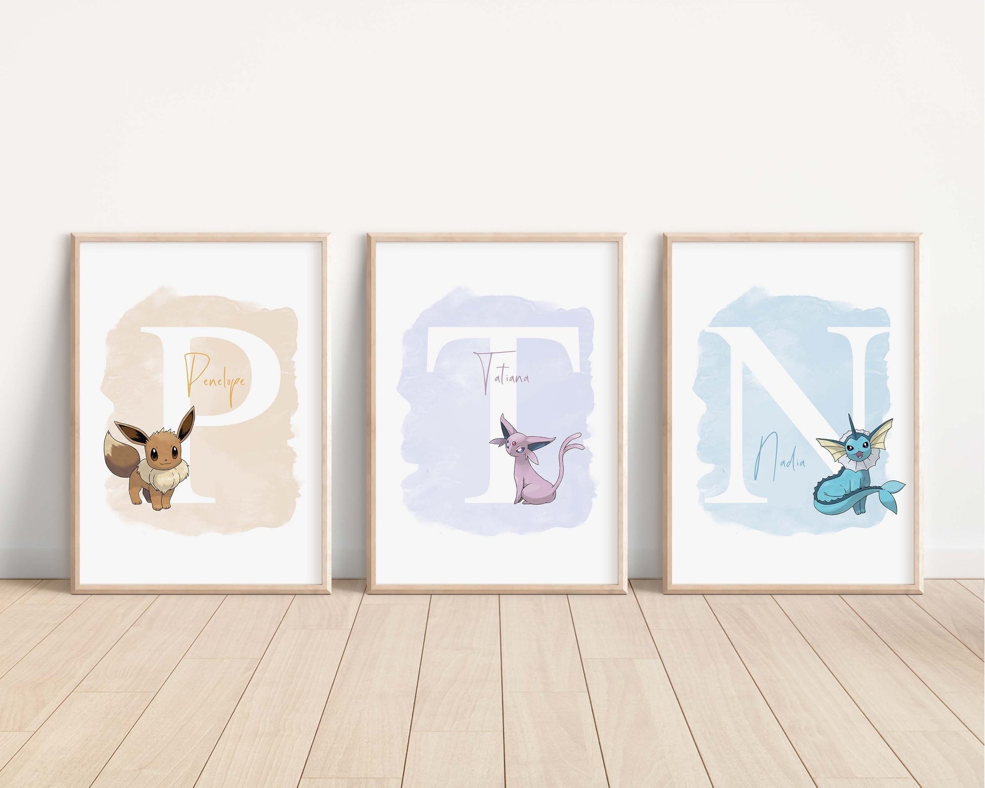 Personalised Eevee Print |Vaporeon Glaceon Leafeon Umbreon Jolteon Espeon Flareon Sylveon Bedroom Kids Children Nursery Bedroom Art Wall