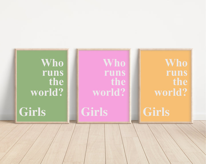 Who runs the World? Girls Print | Affirmation Beyonce Children’s Pink Nursery Wall Art Decor Educational Kids Newborn Bedroom Poster