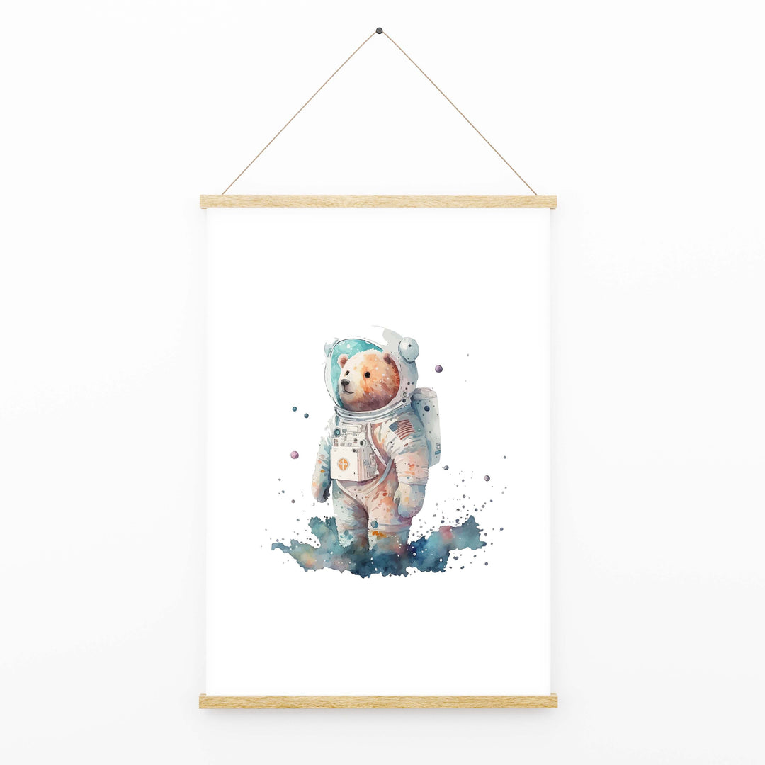 Space Animals Prints | Kids Nursery Bedroom Decor Elephant Giraffe Bear Universe Astronaut Wild Baby Newborn Decor Art Watercolour