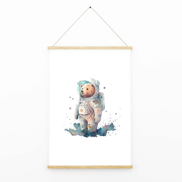 Space Animals Prints | Kids Nursery Bedroom Decor Elephant Giraffe Bear Universe Astronaut Wild Baby Newborn Decor Art Watercolour