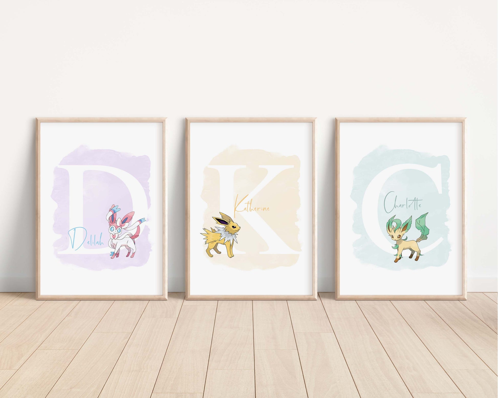 Personalised Eevee Print |Vaporeon Glaceon Leafeon Umbreon Jolteon Espeon Flareon Sylveon Bedroom Kids Children Nursery Bedroom Art Wall