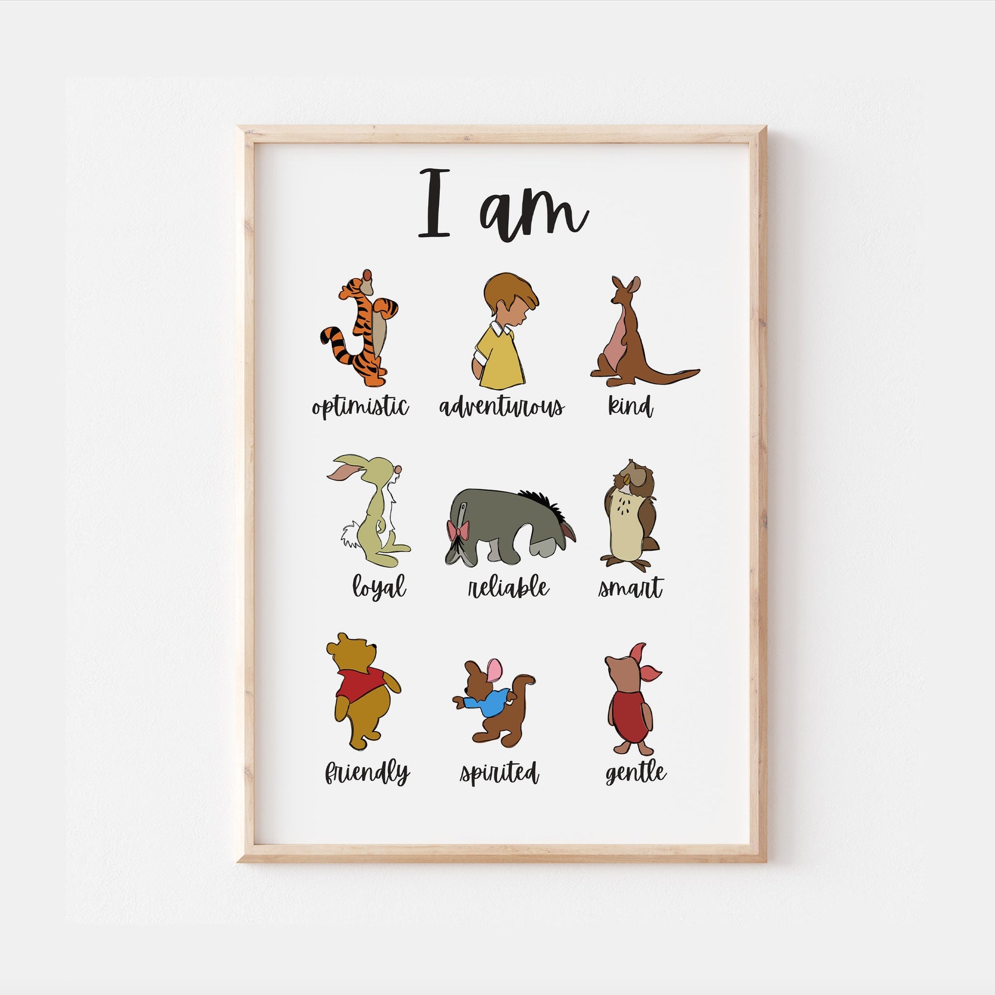 Winnie The Pooh | I Am Print | Eeyore Tigger Piglet Owl Roo Kanga Rabbit Robin Bedroom Kids Children Nursery Baby Gift Art Wall Disney Pixar