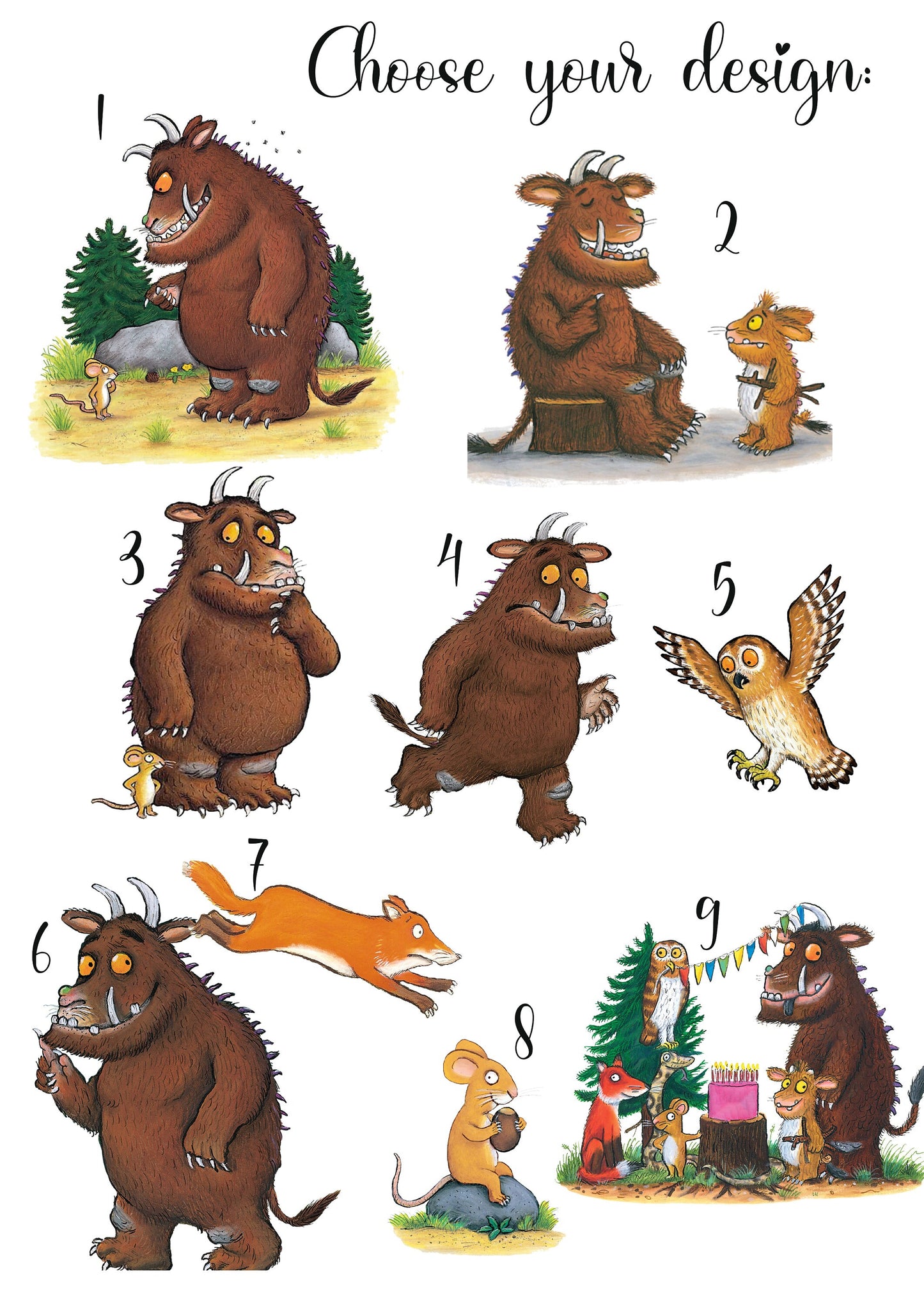 The Gruffalo Prints | Mouse Owl Quote Tale Storybook Disney Movie Kids Children Babies Nursery Bedroom Art Wall Decor Poster