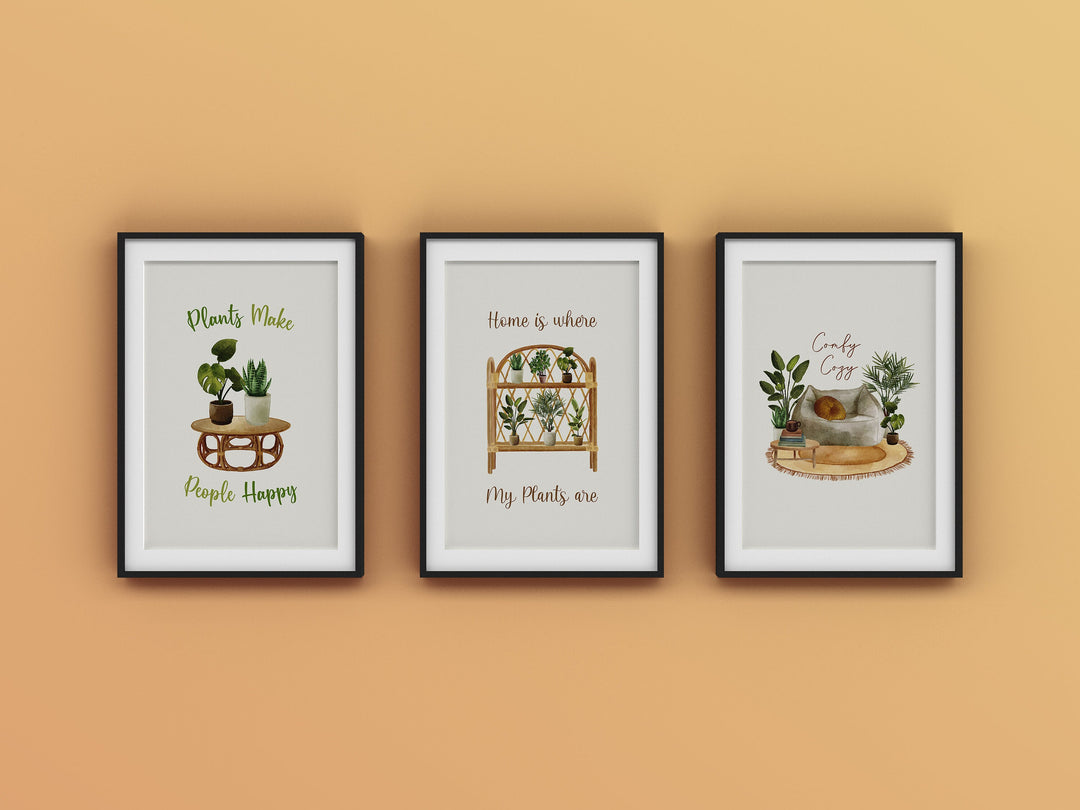 SET OF 3 Plants Prints | Flowers Boho Art, Bedroom Home Wall Decor, Botanical Houseplants Posters, Modern Living Room Garden Lover Gift