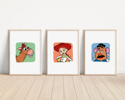 Toy Story Prints | Woody Buzz Jessie Bullseye Alien Hamm Slinky Bedroom Kids Children Nursery Bedroom Art Wall Disney Pixar