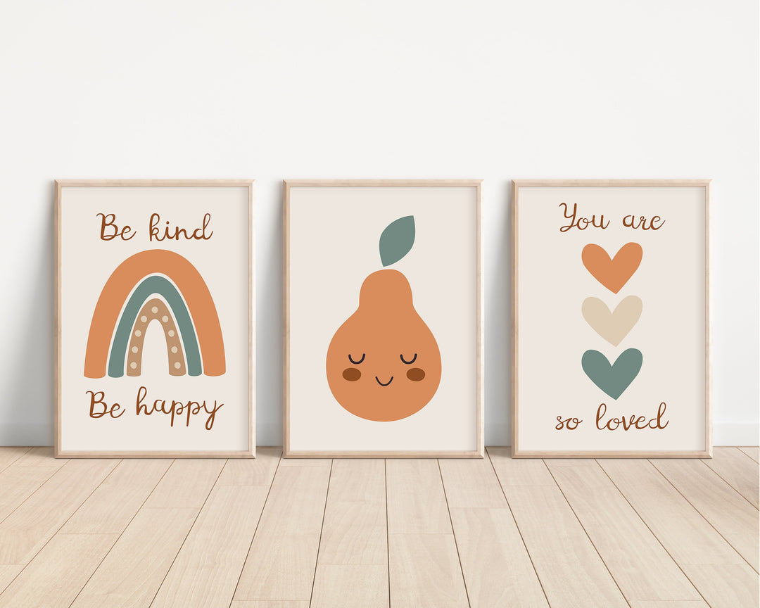 SET OF 3 Rainbow Prints | Polka Dot Peach Quote Boho Bedroom Print Kids Children Nursery Bedroom Art Wall Disney Pixar