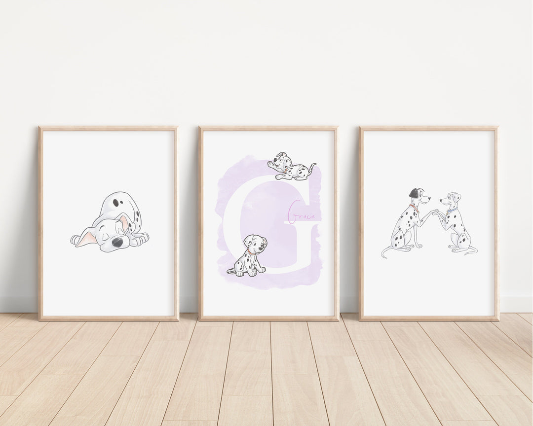 SET OF 3 101 Dalmatians Personalized Disney prints | Spot Pongo Perdita | Bedroom Print Kids Children Babies Nursery Bedroom Art Pixar Decor