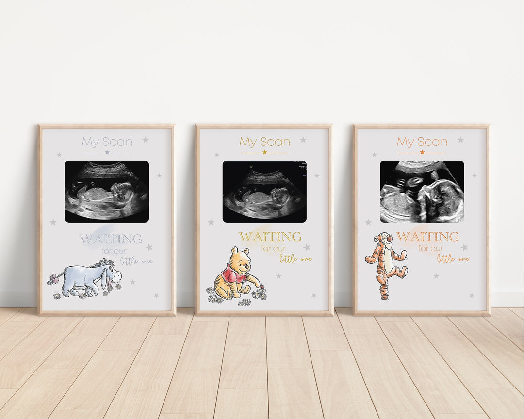 Winnie the Pooh | Personalized Baby Scan Print | Eeyore Tigger Piglet Newborn Print Disney Bedroom Nursery Decor Baby Gift Mothers Day Pixar