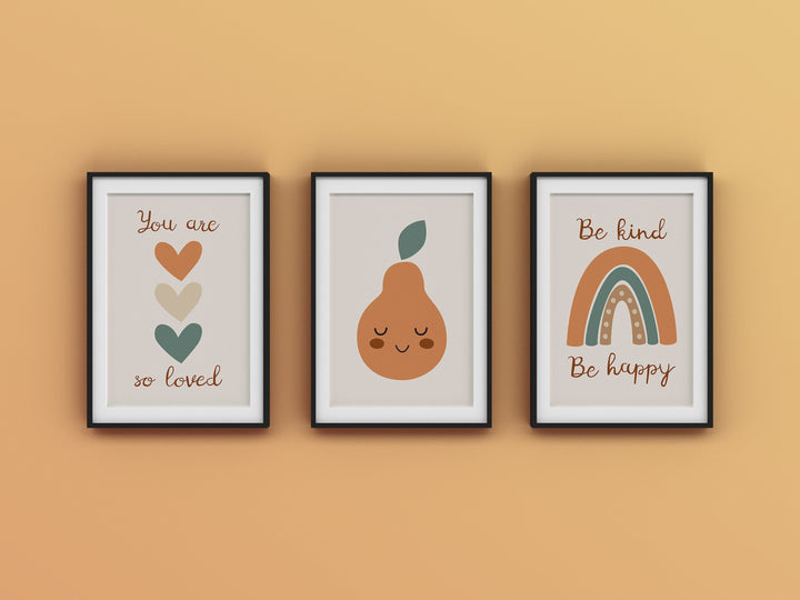 SET OF 3 Rainbow Prints | Polka Dot Peach Quote Boho Bedroom Print Kids Children Nursery Bedroom Art Wall Disney Pixar