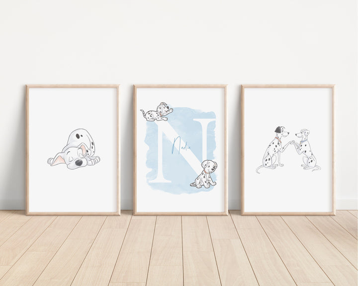 SET OF 3 101 Dalmatians Personalized Disney prints | Spot Pongo Perdita | Bedroom Print Kids Children Babies Nursery Bedroom Art Pixar Decor