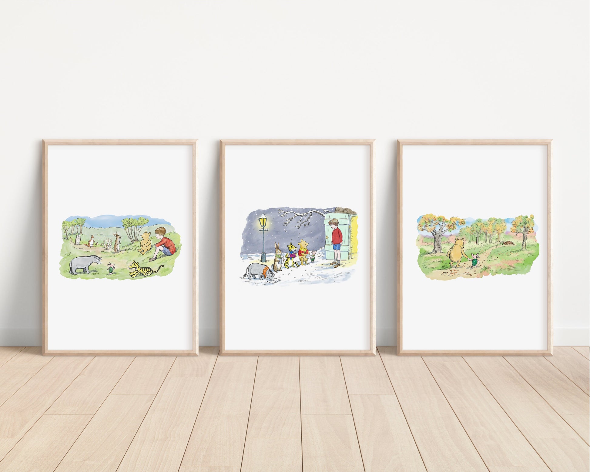Winnie the Pooh Prints | Tigger Eeyore Piglet Owl | Disney Illustration Kids Children Babies Nursery Bedroom Art Wall Gift Decor