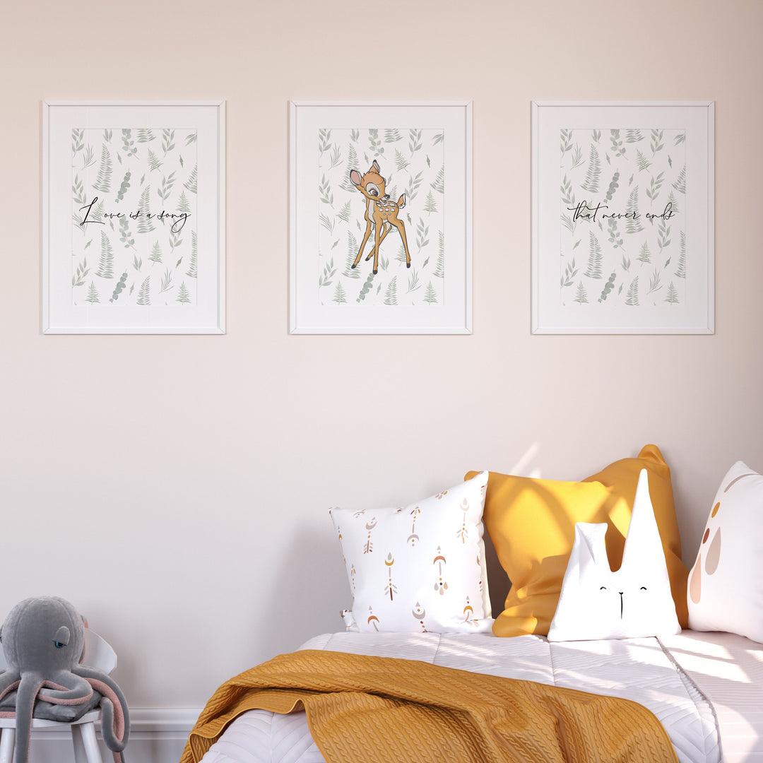 SET OF 3 Bambi Quote prints | Bambi and Thumper | Disney Bedroom Artwork | Kids Children Babies Nursery Bedroom Gift Art Pixar Decor