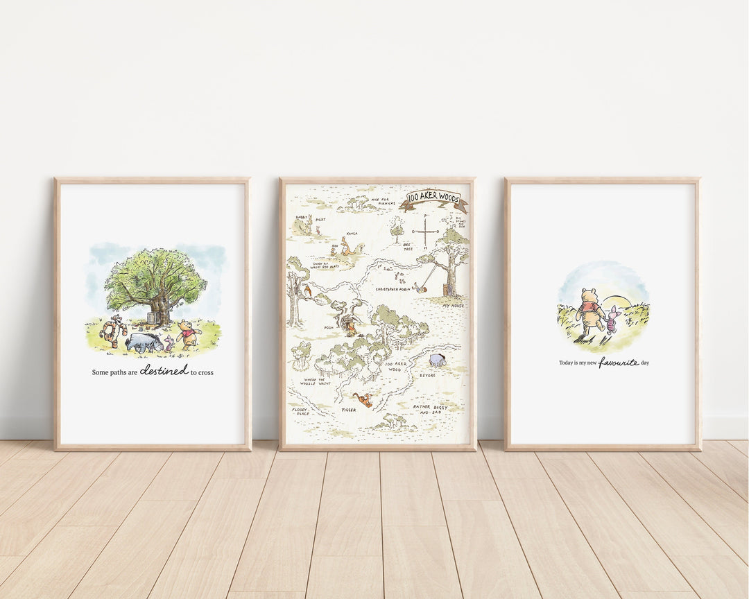 SET OF 3 Winnie the Pooh Prints | Piglet Quote Decor | Disney Bedroom Nursery Art | Kids Children Babies Wall Decor