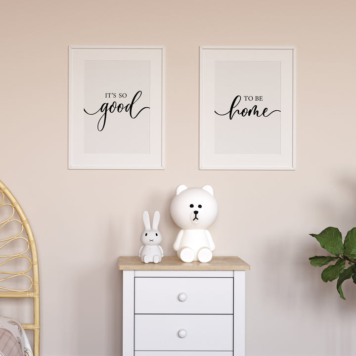 SET OF 2 So Good To Be Home Print | Mono Quote Affirmation Art | Love Happy Cute Living Room Bedroom Wall Art Decor | Poster Vibrant Home