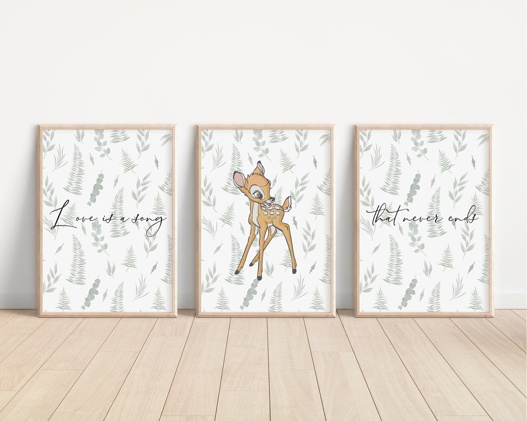 SET OF 3 Bambi Quote prints | Bambi and Thumper | Disney Bedroom Artwork | Kids Children Babies Nursery Bedroom Gift Art Pixar Decor