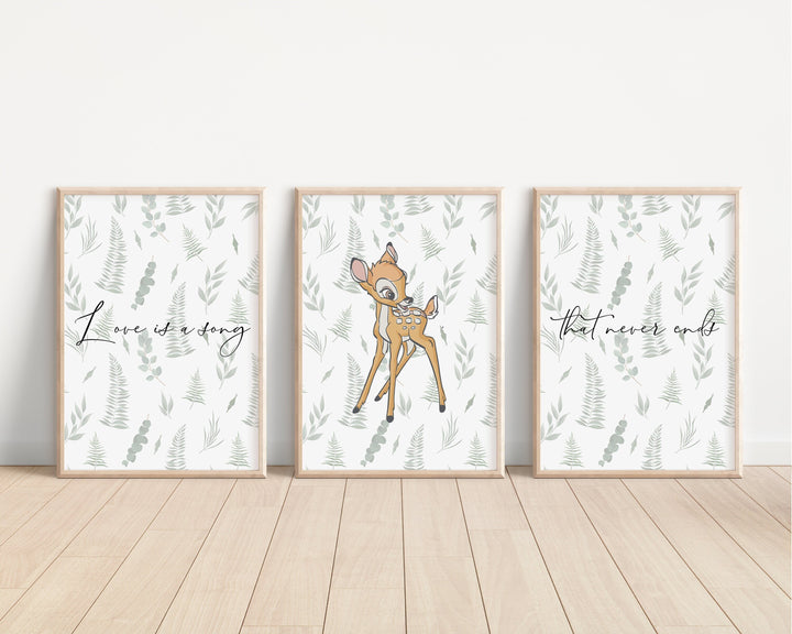 SET OF 3 Bambi Quote prints | Bambi and Thumper | Disney Bedroom Artwork | Kids Children Babies Nursery Bedroom Gift Art Pixar Decor