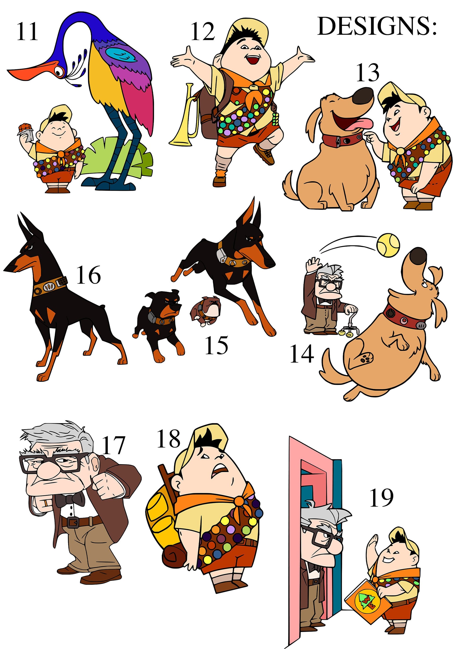 SET OF 3 UP Personalised Print | Carl Fredricksen Russell Dug Alpha Bedroom Decor | Kids Children Nursery Bedroom Art Wall Disney Pixar