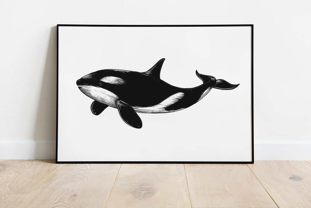 Orca Print | Watercolour Ocean Life Decor | Blue Marine Sea Bathroom Home Wall Art | Gift Whale Shark Posters Nature Kids Nursery Bedroom