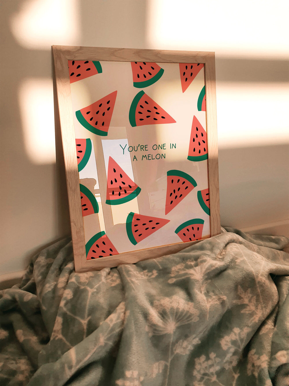 You're One In A Melon Print | Colourful Quote Affirmation Love Art | Besties Happy Cute Room Bedroom Wall Art Decor | Poster Vibrant Home