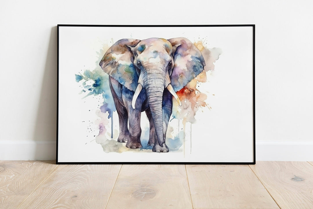 Elephant Print | Watercolour African Herd Life Decor | Colourful Safari Home Wall Art | Gift Posters Nature Kids Nursery Bedroom