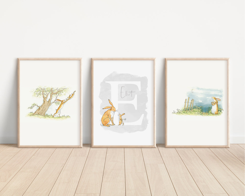 SET OF 3 Guess How Much I Love You Personalised Prints | Little Nutbrown Hare Fieldmouse Bedroom Kids Children Nursery Art Wall Disney Pixar