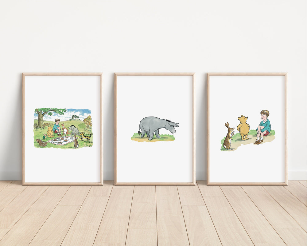 Winnie the Pooh Prints | Eeyore Piglet Tigger Roo | Disney London Classics Bedroom Kids Children Babies Nursery Art Wall Decor Newborn