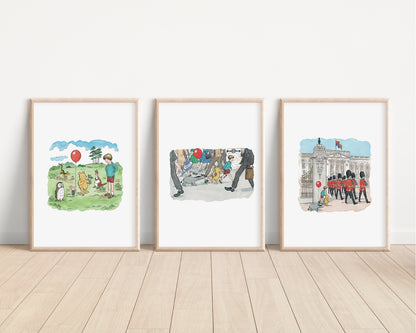 Winnie the Pooh Prints | Eeyore Piglet Tigger Roo | Disney London Classics Bedroom Kids Children Babies Nursery Art Wall Decor Newborn